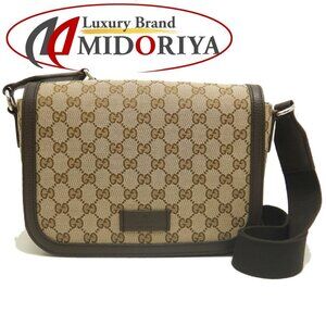 GUCCI Messenger Bag Shoulder GG Canvas Beige Brown
